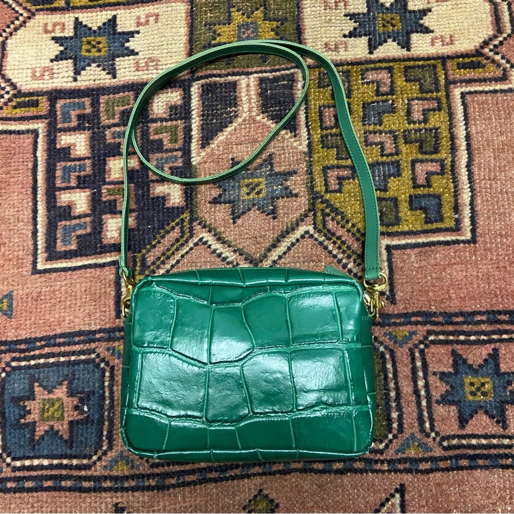 Clare V Midi Sac Emerald Oversized Croc